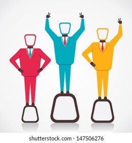 three winner celebrate success vector 