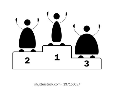 Three winners with hands over their head / winners