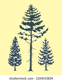 iconos de tres pinos de invierno