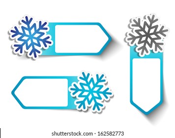 Three Winter Sales Labels With Snowflakes