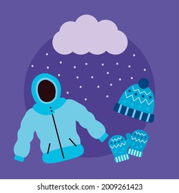 three winter season set clothes icons