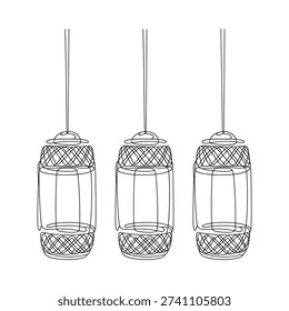 three wire frame pendant lights with glass shades