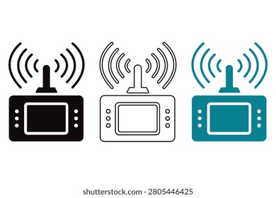 Three wireless router icons with different color styles