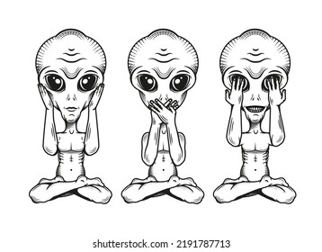 Three Wise Aliens. Vector  Illustration.