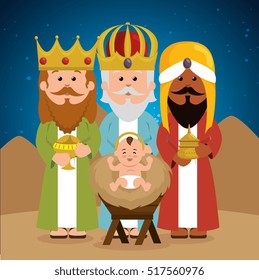 three wise kings baby jesus manger