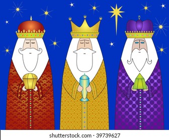Three Wise Men Bearing Gifts to Christ