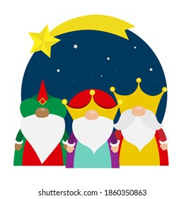 Tarjeta de tres sabios. Vector aislado