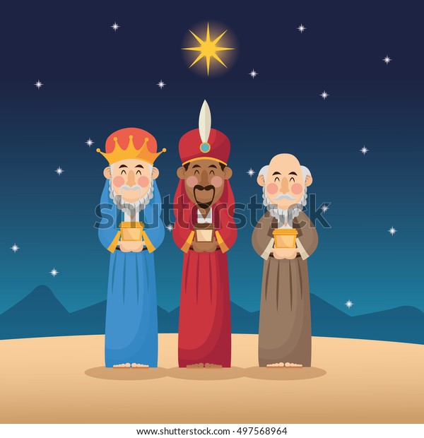 Three Wise Men Cartoon Gift Design Stock Vector (Royalty Free ...