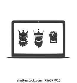Three wise men in a computer, vector illustration design. Three wise men collection.