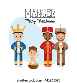 Three wise men icon. Merry Christmas design. Vector graphic