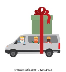 Three wise men on a van, vector illustration design. Three wise men collection.