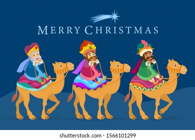 The three wise men of orient climbed on camels