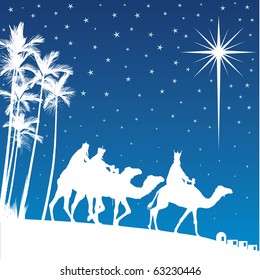 Three Wise Men Shining Star Bethlehem Stock Vector (Royalty Free) 63230443