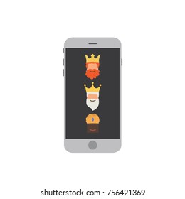 Three wise men in a smartphone, vector illustration design. Three wise men collection.