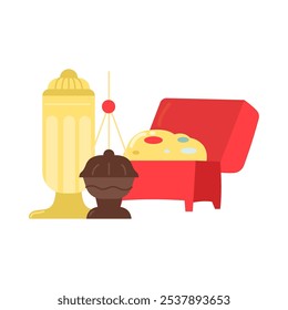 Ilustração do peito do presente do tesouro de três homens sábios