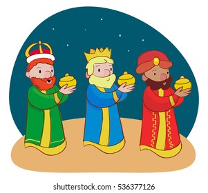 Three, Wise Men, vector, jesus, nativity.