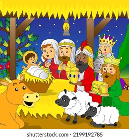 three wise men visit baby Jesus