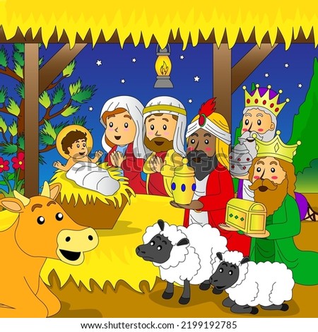 three wise men visit baby Jesus