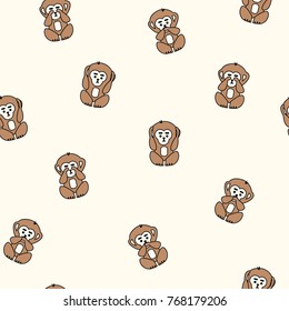 Three wise monkey sanzaru seamless pattern