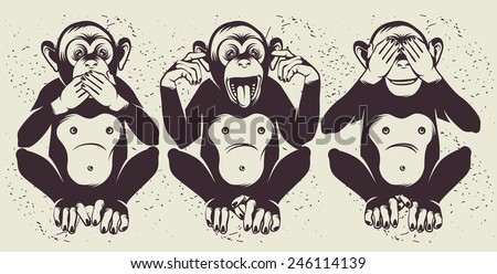 The Three Wise Monkeys (also called the Three Mystic Apes)