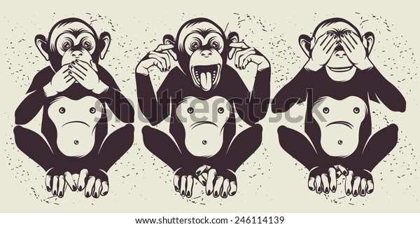 The Three Wise Monkeys (also called the Three\
Mystic Apes)