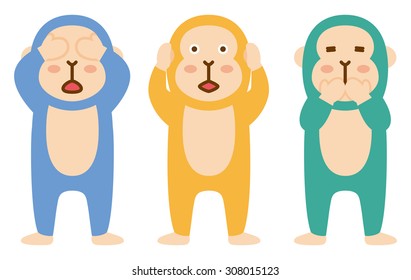 Three wise monkeys / colorful