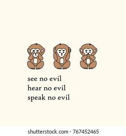 Three wise monkeys sanzaru japanese proverb see no evil, hear no evil, speak no evil