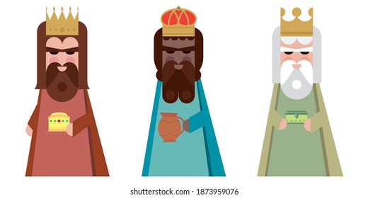 The three wisemen cartoons icon. Epiphany day holy night and christmas. Colorful design. Vector illustration