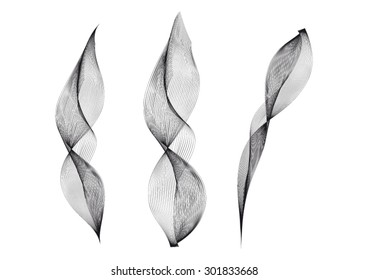Three Wisps of Black Smoke On White Background