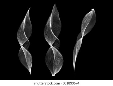 Three Wisps of White Smoke On Black Background