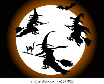 Three Witches Against The Full Moon