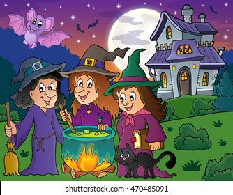 Three witches theme image 4 - eps10 vector illustration.