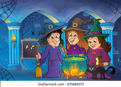 Three witches theme image 7 - eps10 vector illustration.