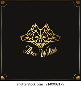 Three wolves logo. Design for poster, card, banner, emblem, t shirt. 