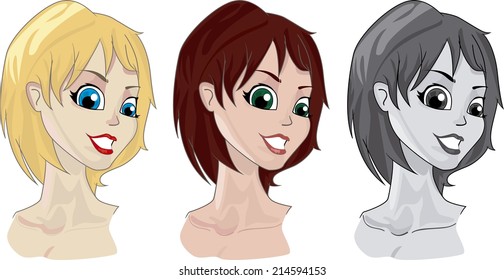 Three woman faces