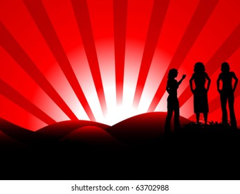 three woman on field