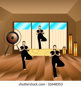 Three Women doing Tree Pose