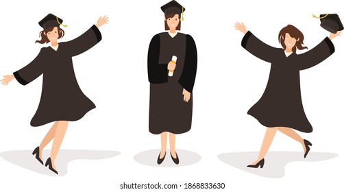 Three women are happy to have graduated from university