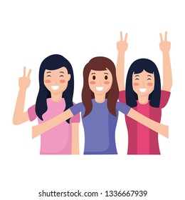 three women posing portrait