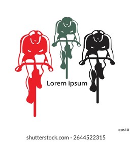 três mulheres andando de bicicleta, de bicicleta, de corrida. Mulheres ciclistas usando capacetes, treinando em alta velocidade. ciclistas desportivos, atletas femininas em ação,