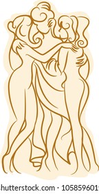 Three women sketch