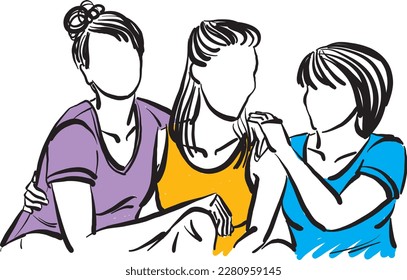 three women together happy friendship concept vector illustration