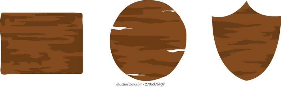 Três formas de textura de madeira vetor de banner rústico