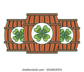 three wooden barrel drink clover