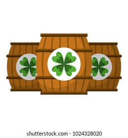 three wooden barrel sticker clover