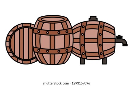 three wooden barrels