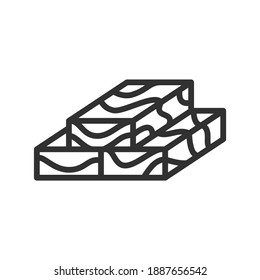Three wooden boards. Lumber, linear icon. Line with editable stroke