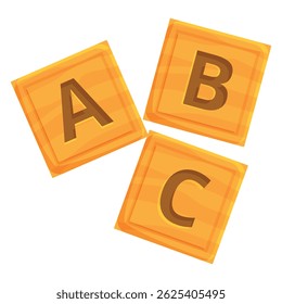 Three wooden cubes forming the first three letters of the english alphabet