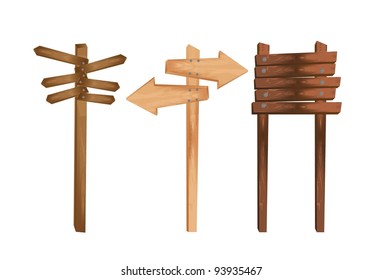 three wooden indication isolated over white background. vector