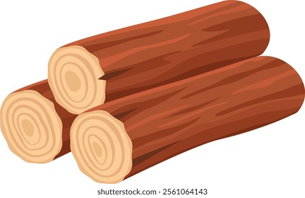 Three wooden logs stacked on a white background highlight the intricate growth rings and rich natural texture of the wood, revealing the beauty of organic materials